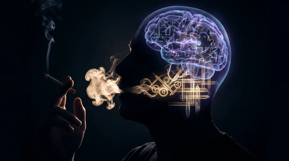 Neuroscience of ADHD and smoking addiction - surreal visualization