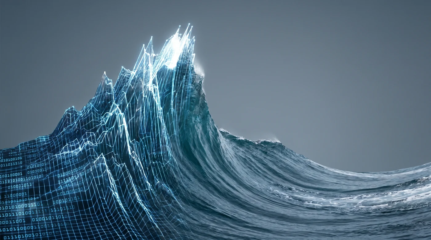 Stylized wave cresting and breaking — visual metaphor for the rise and fall of a craving