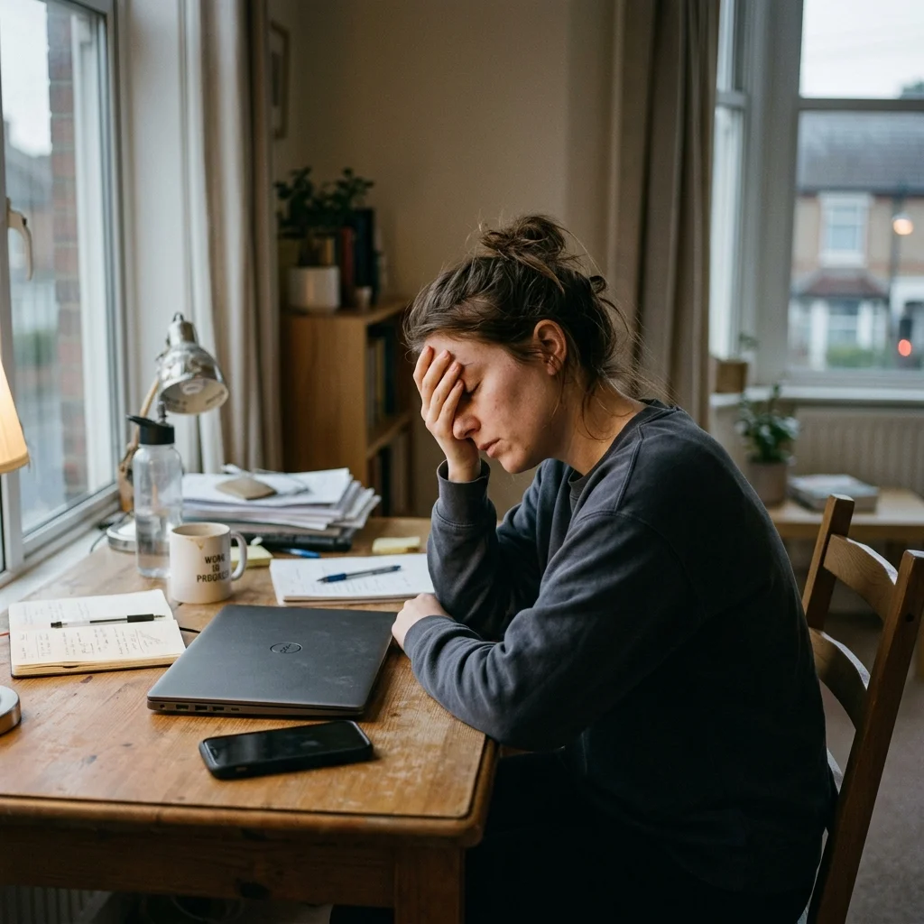 Person alone after a stressful moment — the kind of emotional trigger that drives automatic smoking urges